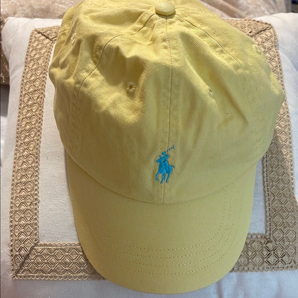 Yellow Polo Cap with Blue Logo